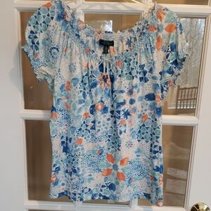 Ralph Lauren -Blue and Orange Mosaic Top Size: M
